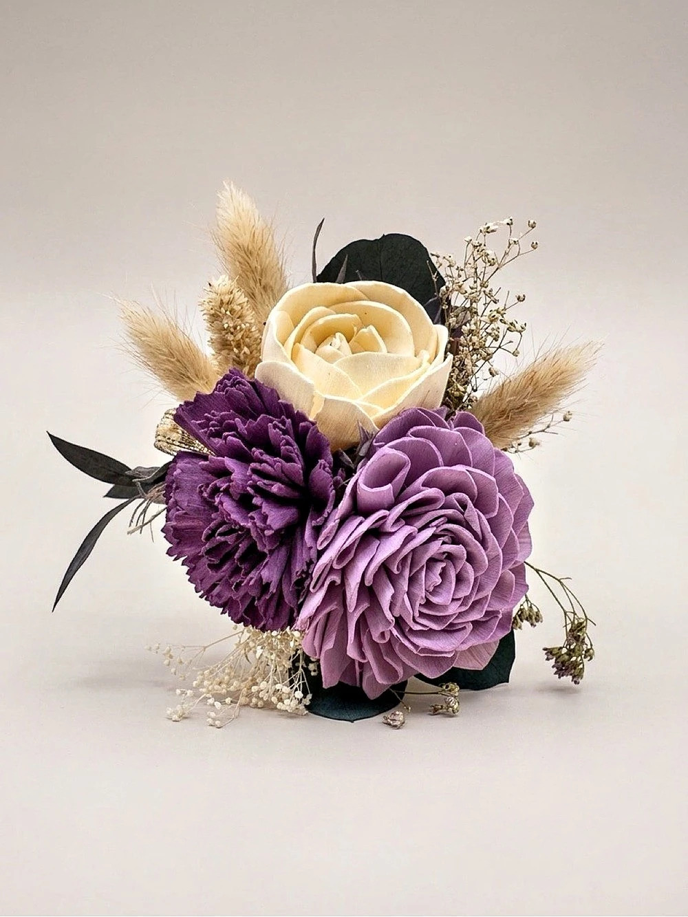 Hoco 2026 Floral Bouquet, corsage and bout Set in Purple & Cream